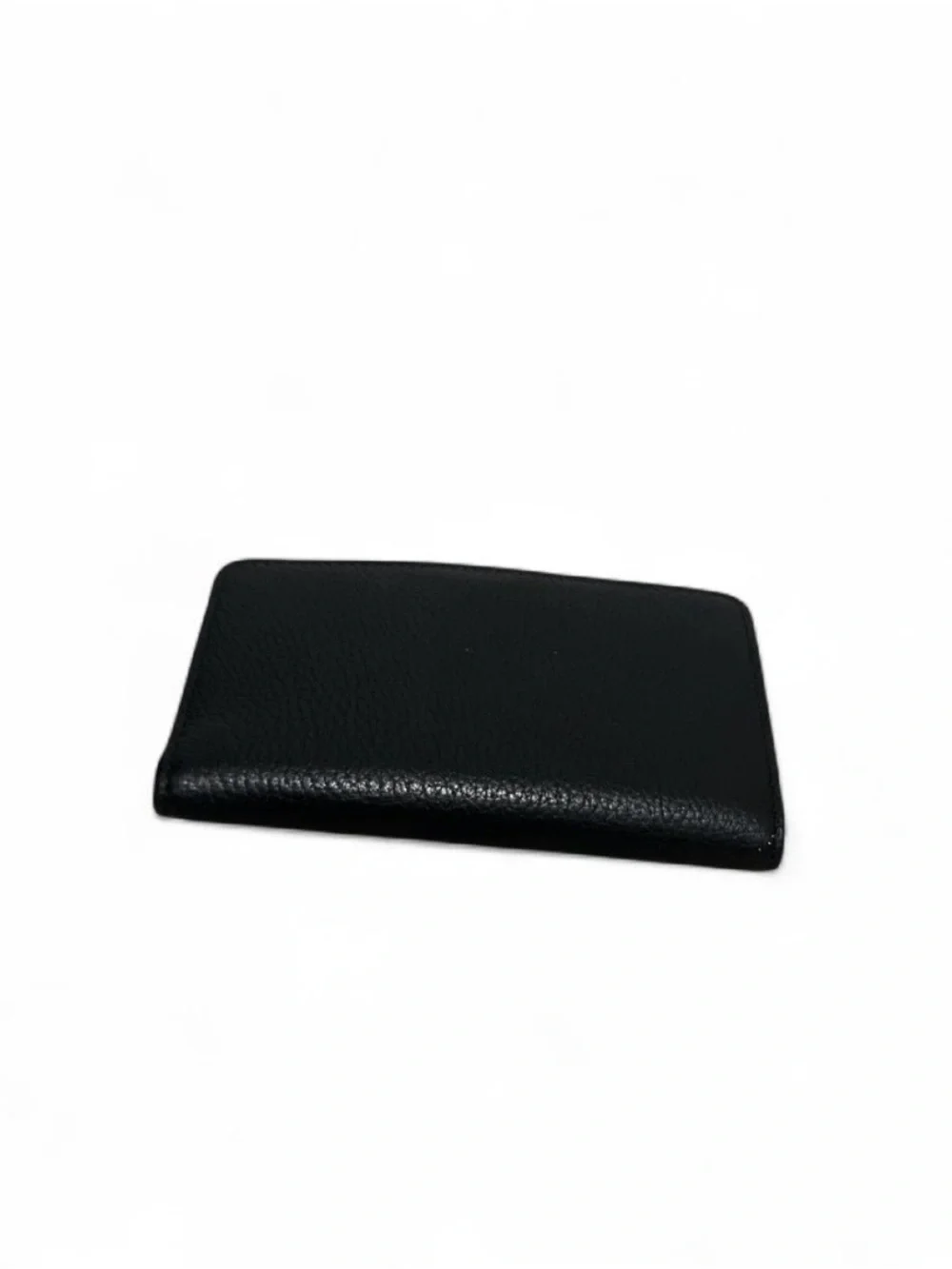 kate spade Black Pebbled Leather Zip Card Holder with Gold Logo